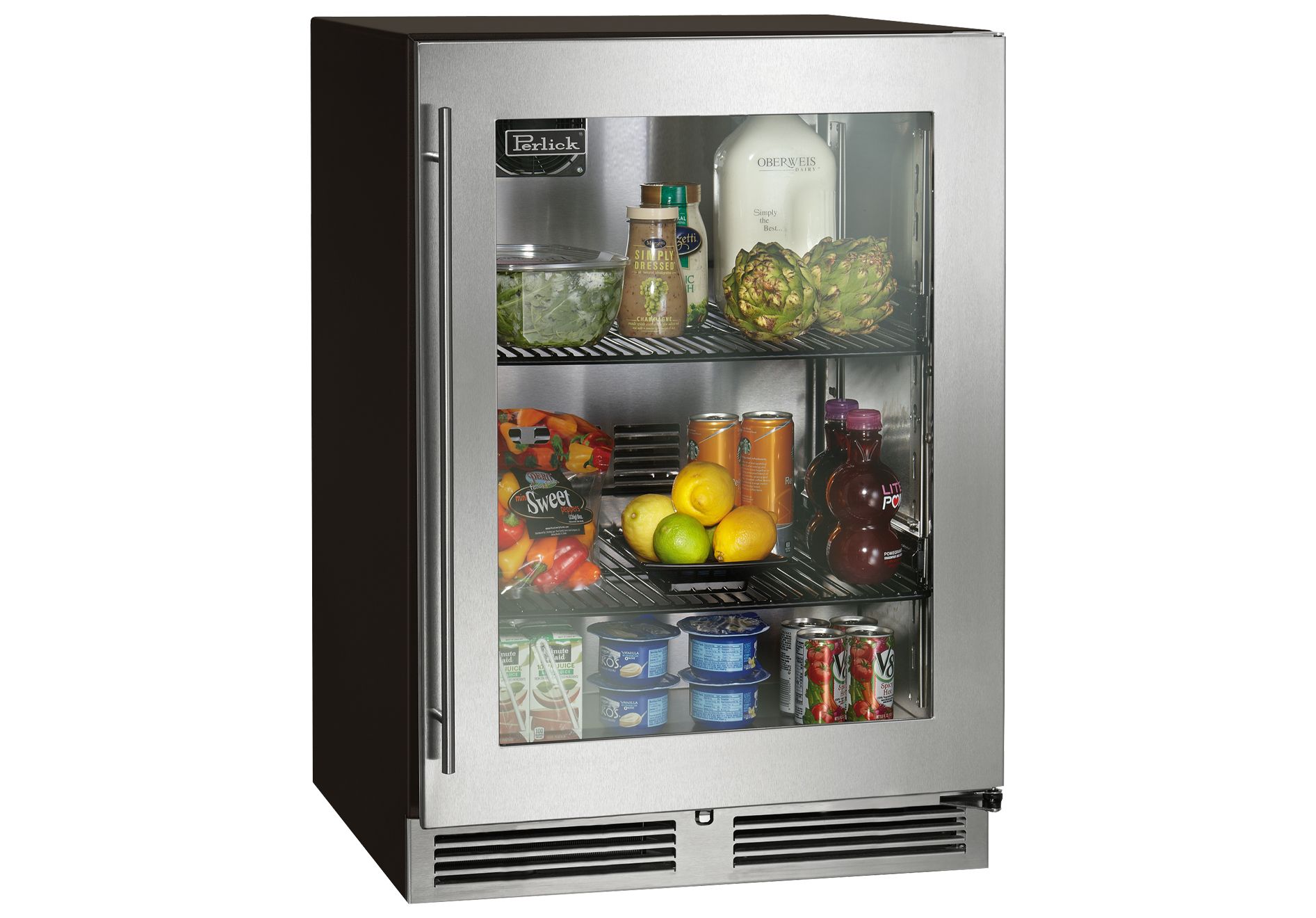 Perlick ADA Height 24" Compliant Indoor Refrigerator with Fully Integrated Panel-Ready Glass Door Hinge Left