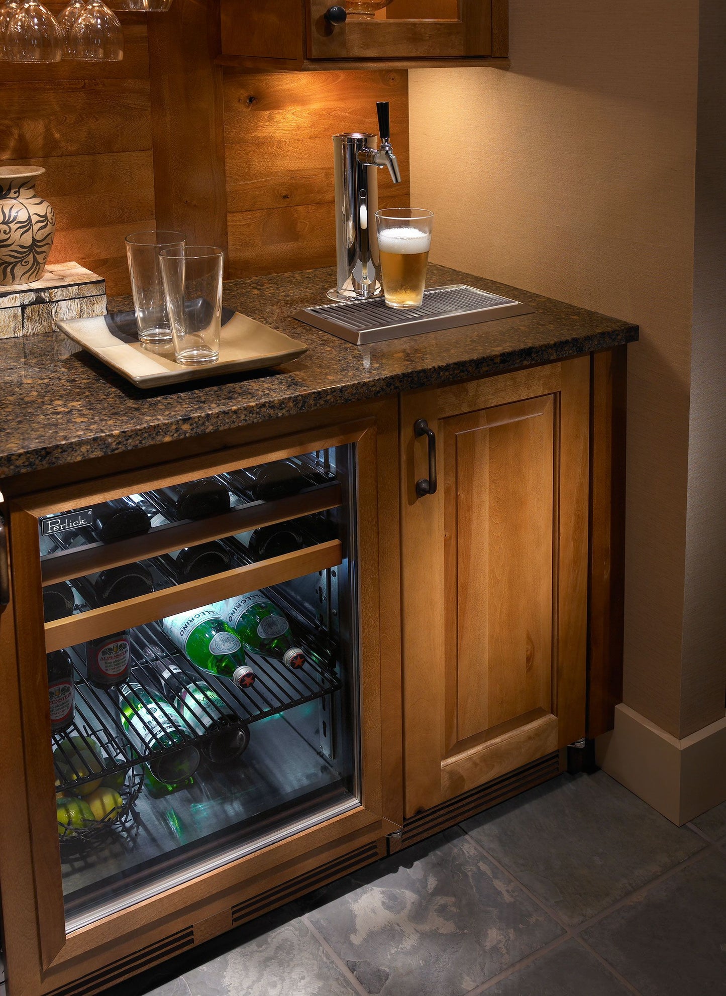 Perlick Signature Series 15" Outdoor Keg Dispenser with Fully Integrated Panel-Ready Solid Door Hinge Right