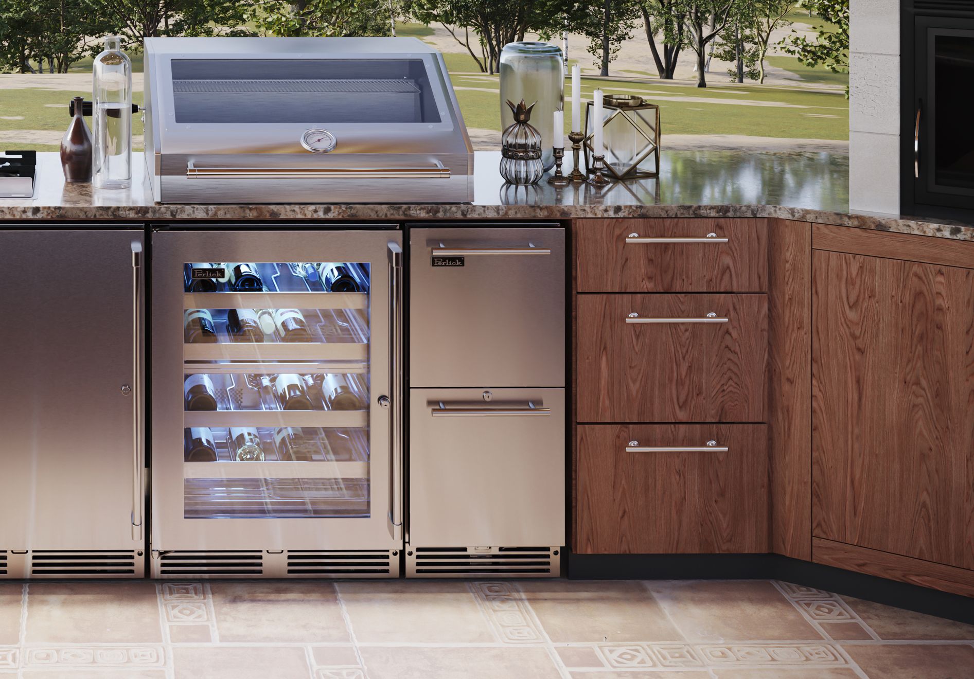 Outdoor refrigerator drawers