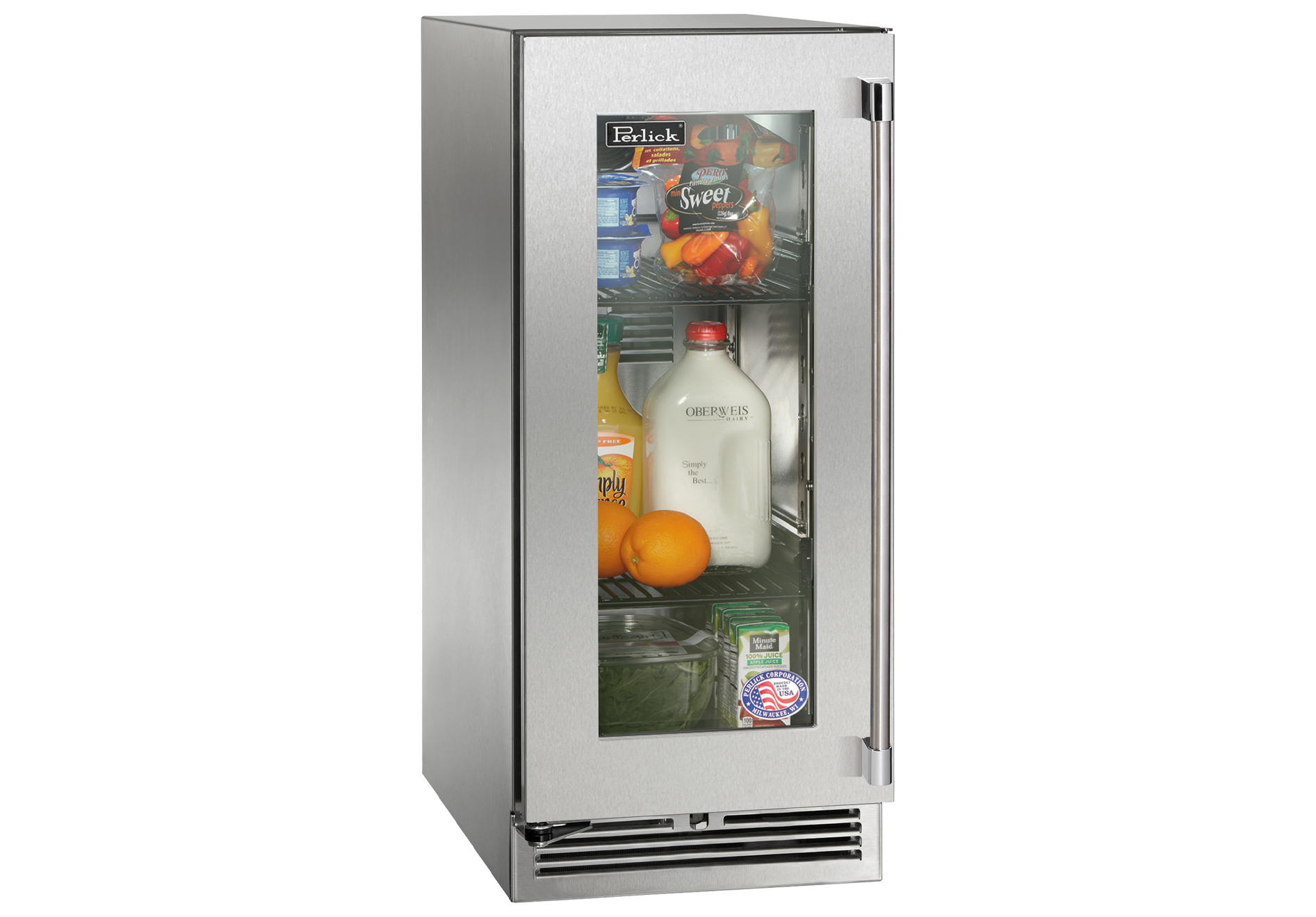Perlick Signature Series 15" Outdoor Refrigerator with Stainless Steel Glass Door Hinge Left