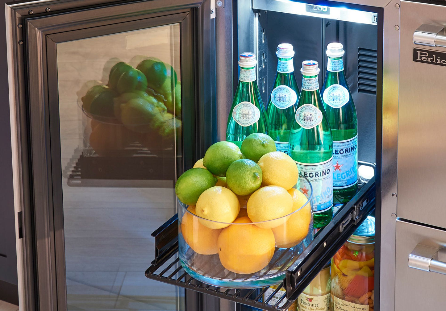 Perlick Signature Series 15" Outdoor Refrigerator with Stainless Steel Glass Door Hinge Left