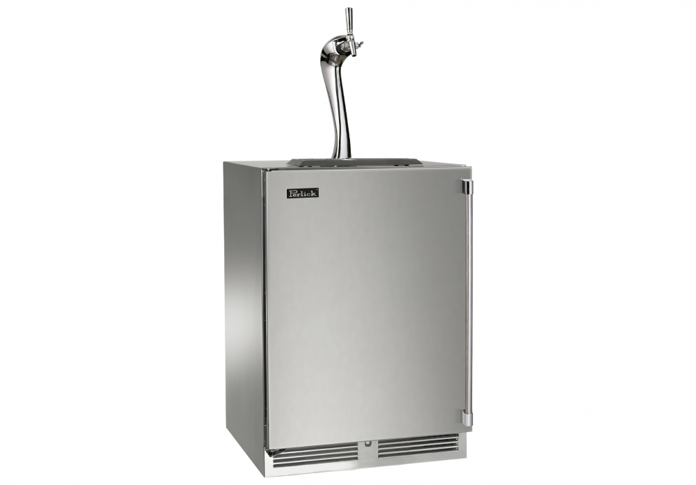 Perlick Signature Series 24" Indoor Adara Keg Dispenser - Dual Tap with Fully Integrated Panel-Ready Solid Door Hinge Right
