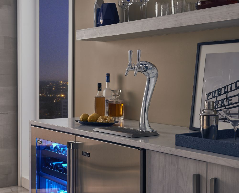 Perlick Signature Series 24" Indoor Adara Keg Dispenser - Single Tap with Fully Integrated Panel-Ready Solid Door Hinge Right