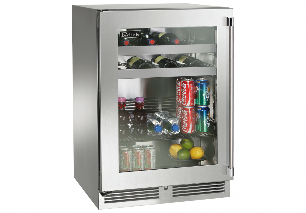 Perlick Signature Series 24" Indoor Beverage Center with Stainless Steel Glass Door Hinge Left