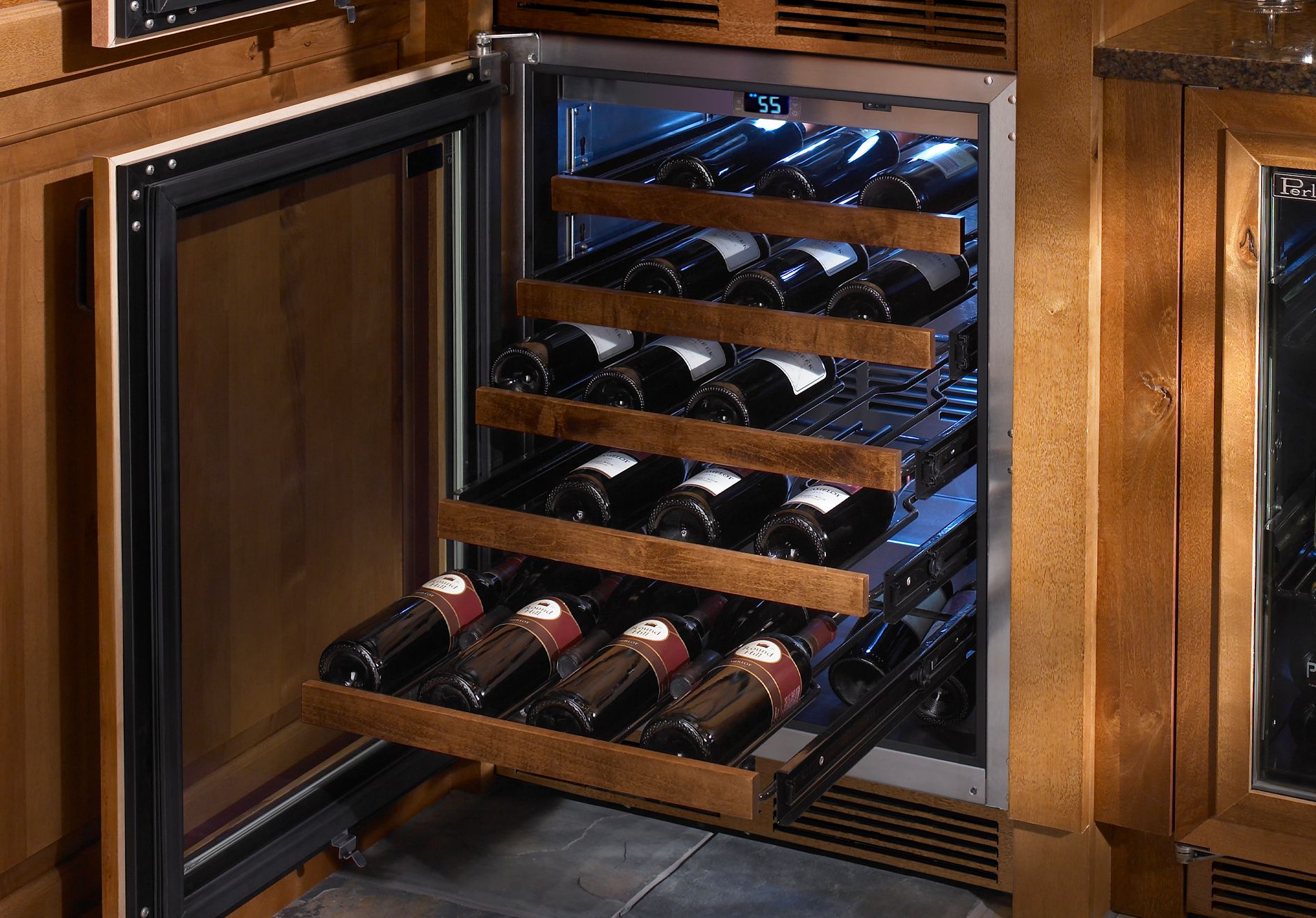 Perlick Signature Series 24" Indoor Wine Reserve with Fully Integrated Panel-Ready Glass Door Hinge Left with Lock