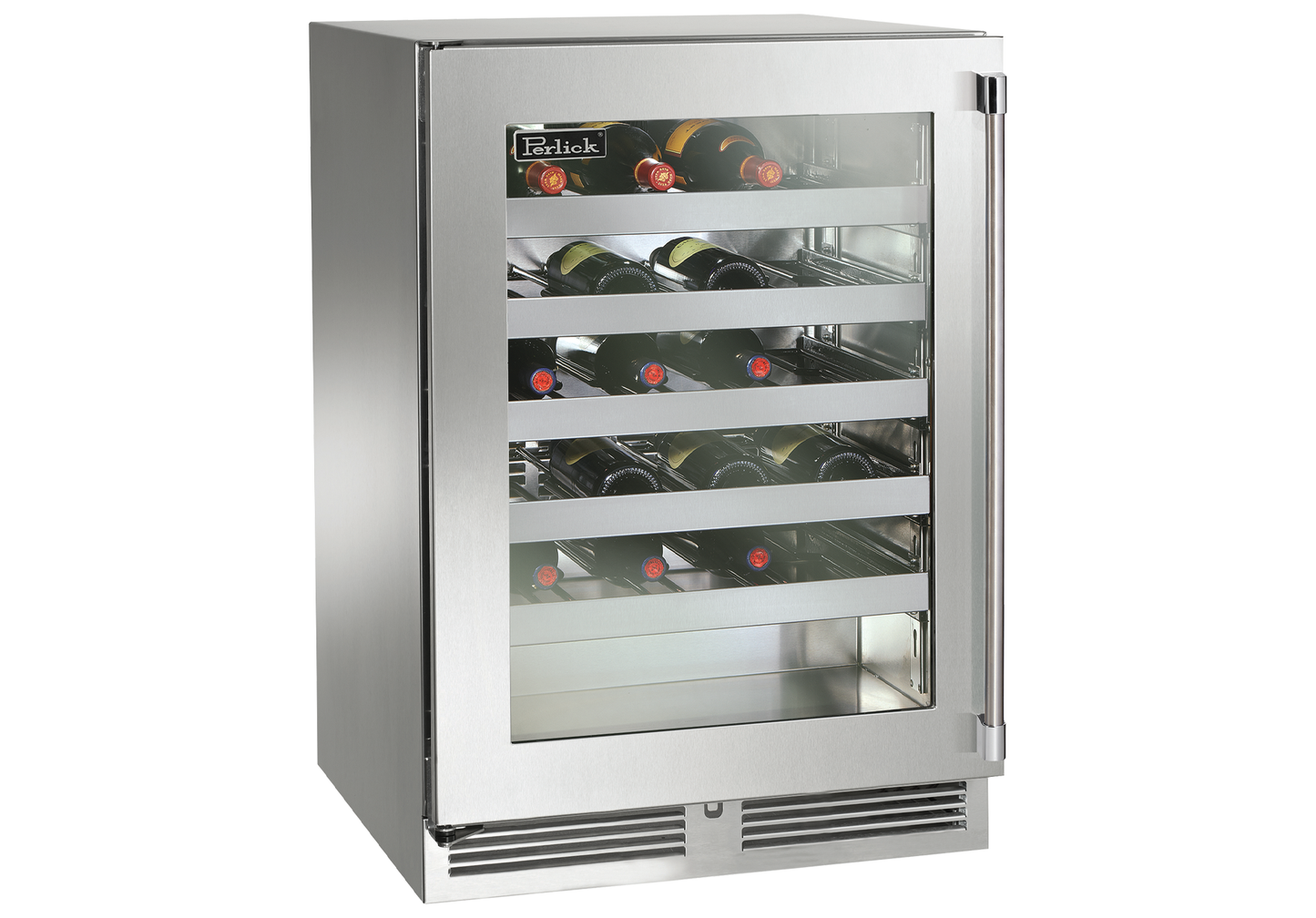 Perlick Signature Series 24" Indoor Wine Reserve with Fully Integrated Panel-Ready Glass Door Hinge Left