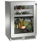 Perlick Signature Series 24" Marine Grade Dual-Zone Refrigerator/Wine Reserve with Stainless Steel Glass Door Hinge Right with Lock