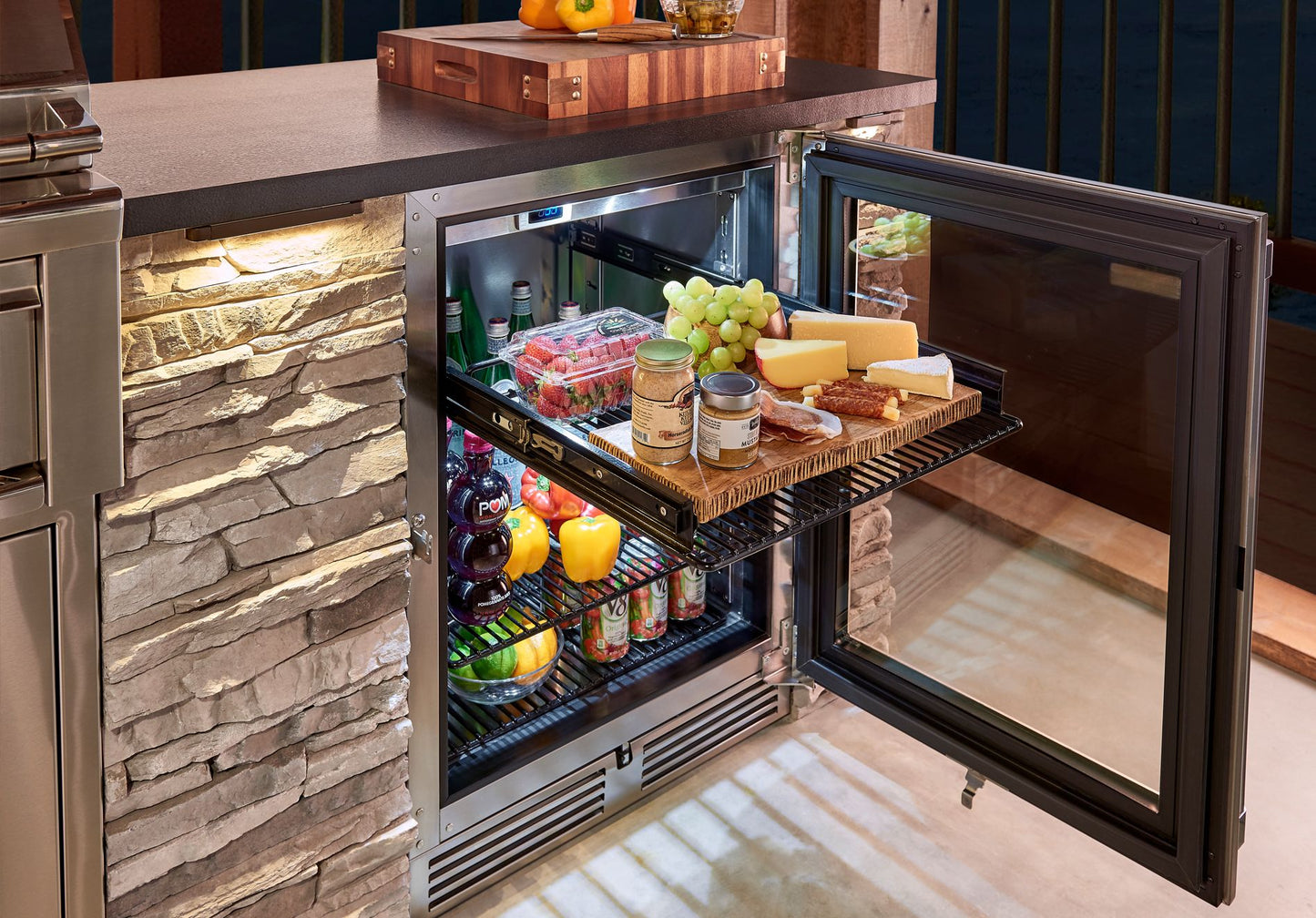 Perlick Signature Series 24" Marine Grade Refrigerator with Stainless Steel Solid Door Hinge Left