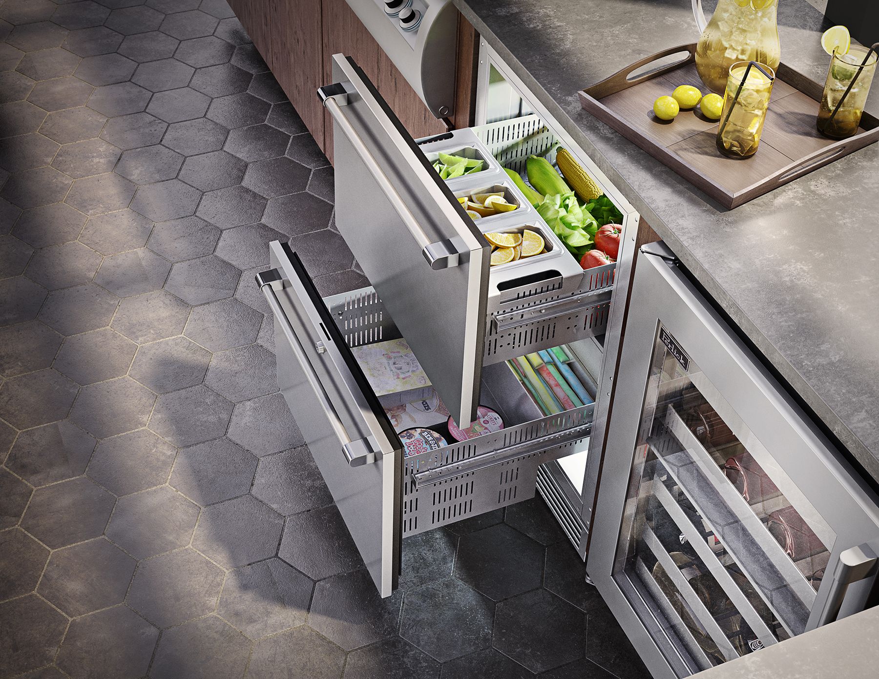 Perlick Signature Series 24" Outdoor Dual-Zone Freezer/Refrigerator Drawers Fully Integrated Panel-Ready