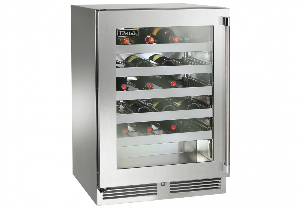 Perlick Signature Series 24" Outdoor Wine Reserve with Stainless Steel Glass Door Hinge Right with Lock