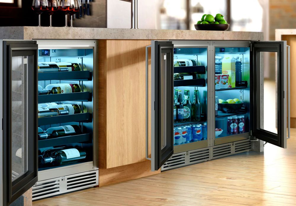 Perlick Signature Series 24" Shallow Depth Indoor Refrigerator with Fully Integrated Panel-Ready Glass Door Hinge Left with Lock