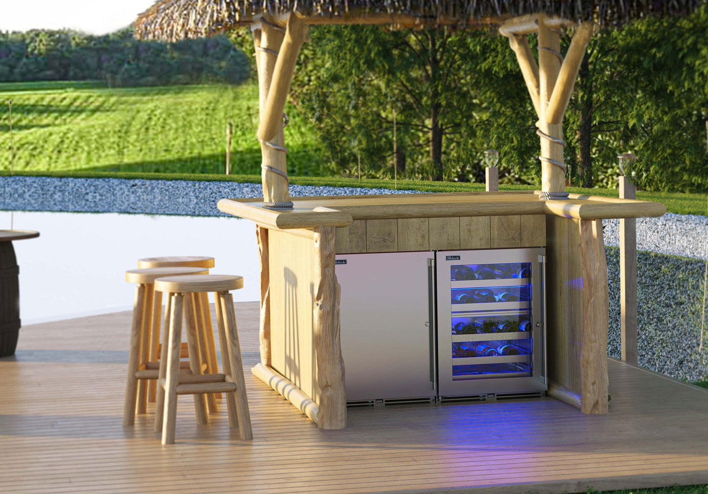 Perlick Signature Series 24" Shallow Depth Outdoor Wine Reserve with Fully Integrated Panel-Ready Glass Door Hinge Left with Lock