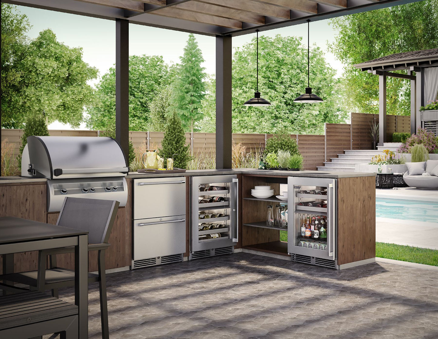Perlick Signature Series 24" Stainless Steel Outdoor Dual-Zone Freezer/Refrigerator Drawers with Lock