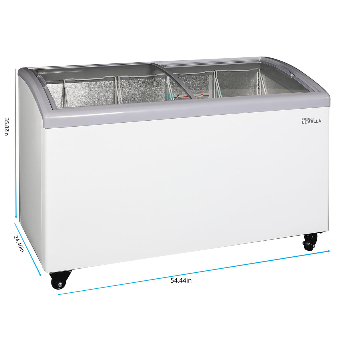 Premium Levella 10.9 ft³ White Curved Glass Door Freezer/Refrigerator Display With 4 Baskets