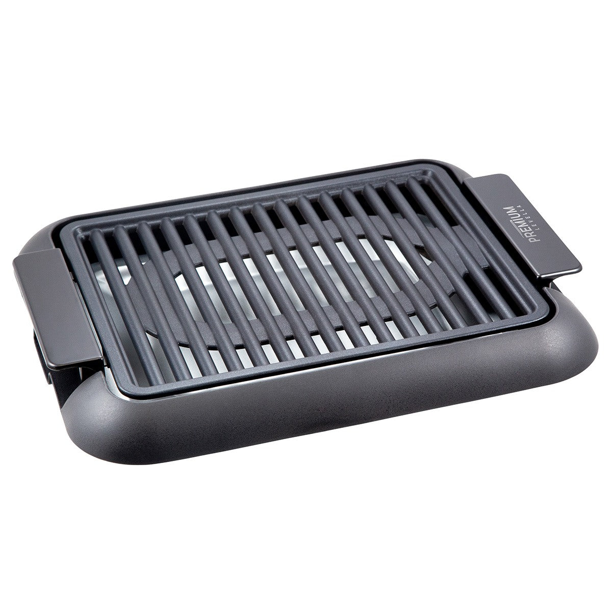 Premium Levella 12" Black Non-stick Electric Indoor Grill With Detachable Oil Tray and Plate