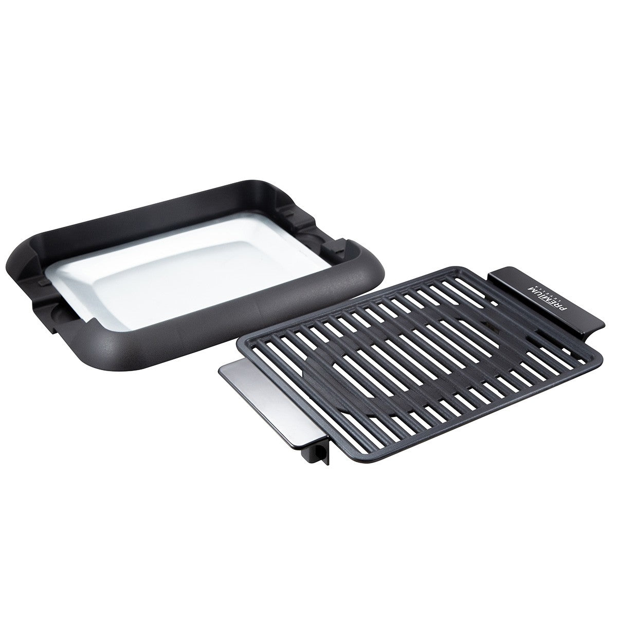 Premium Levella 12" Black Non-stick Electric Indoor Grill With Detachable Oil Tray and Plate