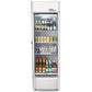 Premium Levella 12.5 Cu. Ft Silver Commercial Upright Beverage Display Refrigerator With Single Glass Door and Safety Lock - Holds 280pcs 12oz Cans