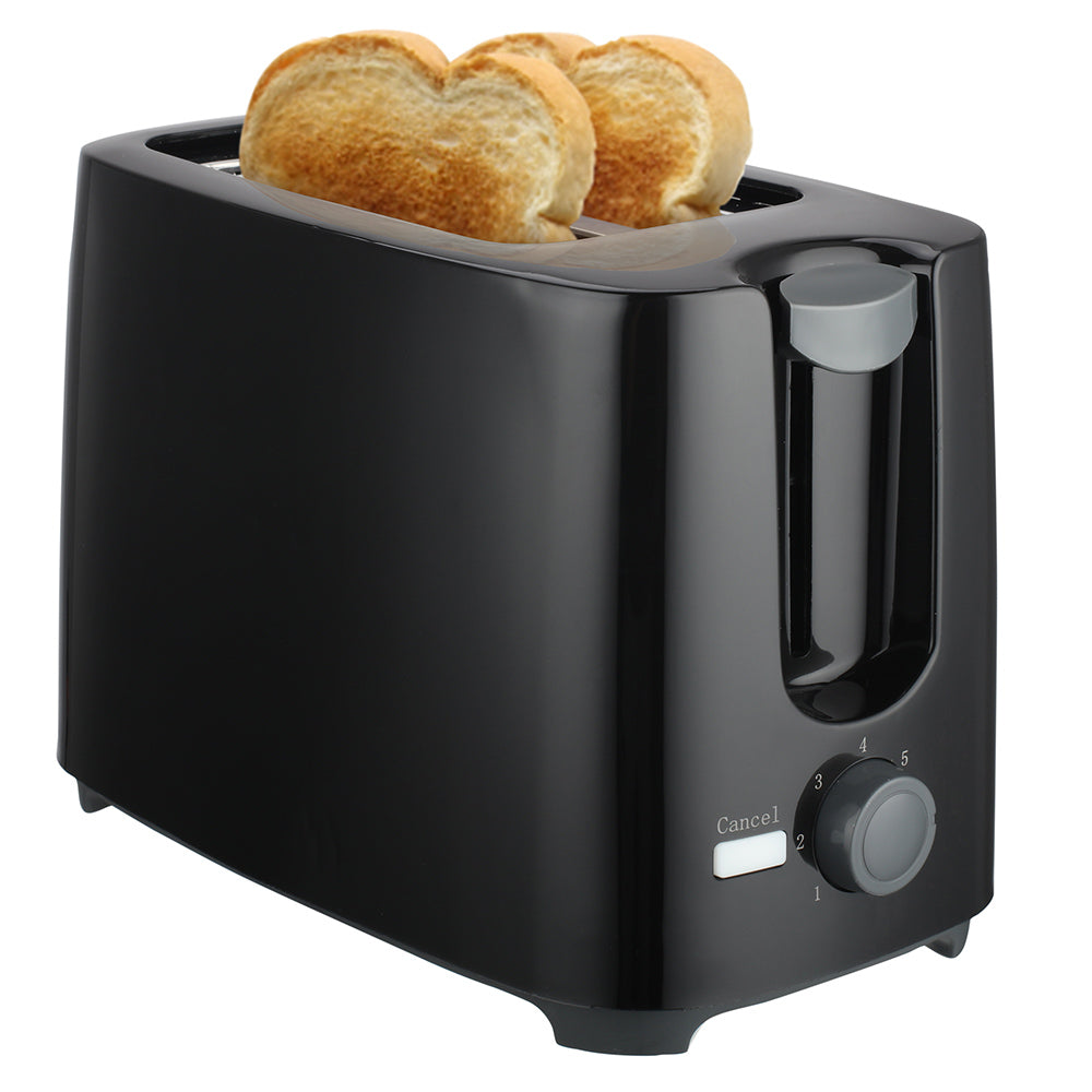 Premium Levella 2-Slice Black Toaster With Anti-jam Protection