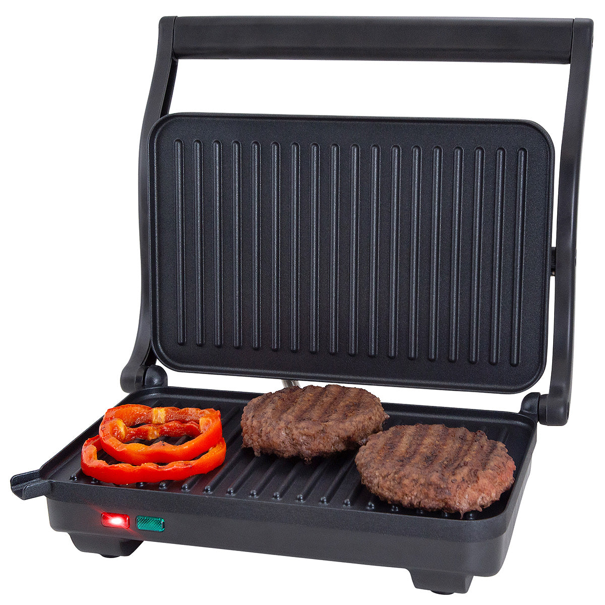 Premium Levella 2-Slice Brushed Stainless Steel Panini Maker With Non-stick Coated Plates and Drip Tray