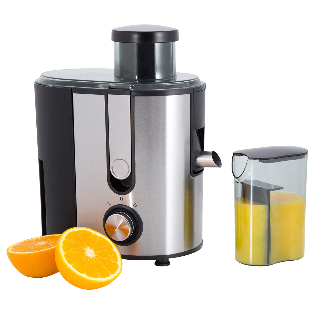 Premium Levella 2-Speed Black and Silver Juice Extractor With Stainless Steel Blade and Filter Basket