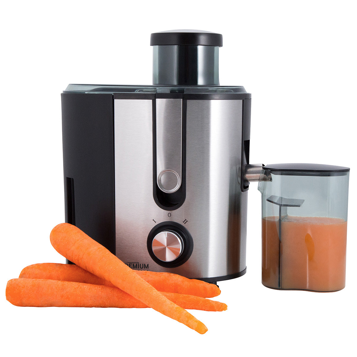 Premium Levella 2-Speed Black and Silver Juice Extractor With Stainless Steel Blade and Filter Basket