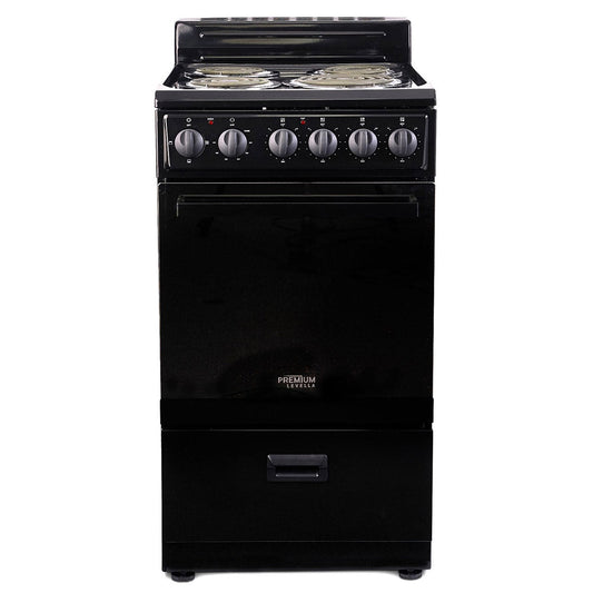 Premium Levella 20" Black 4-Burner Single Oven Freestanding Electric Range