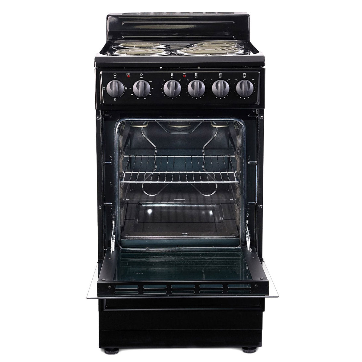 Premium Levella 20" Black Freestanding Electric Stove With 4 Spiral Hot Plate