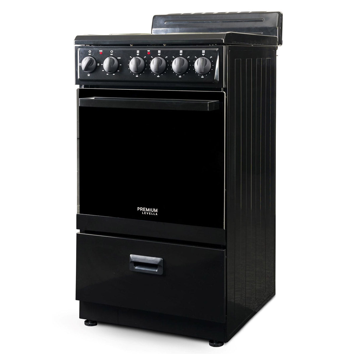 Premium Levella 20" Black Freestanding Electric Stove With 4 Spiral Hot Plate