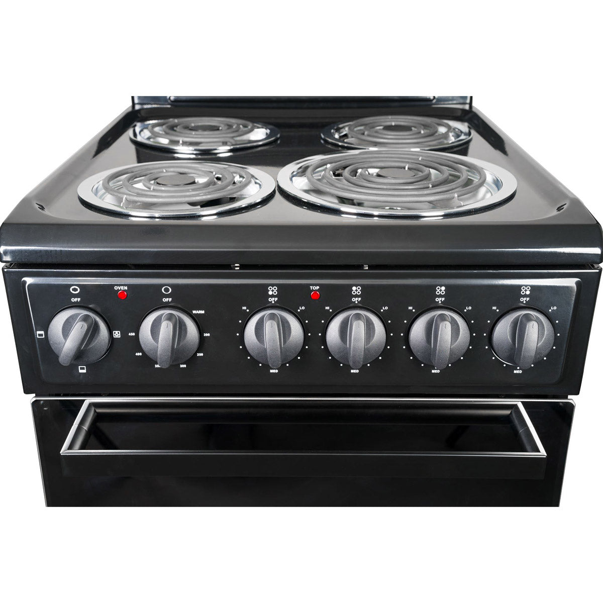 Premium Levella 20" Black Freestanding Electric Stove With 4 Spiral Hot Plate