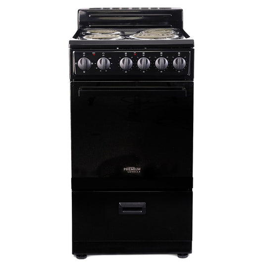 Premium Levella 20" Black Freestanding Electric Stove With 4 Spiral Hot Plate