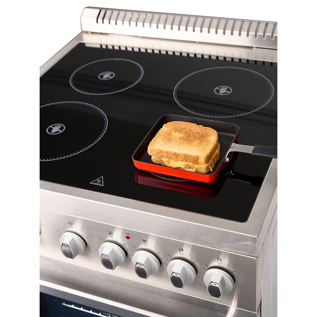 Premium Levella 20" Brushed Silver Freestanding Electric Stove With 4 Burners, 1 Bake Tray, 1 Bake Wire, and 1 Removable Crumb Tray