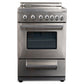 Premium Levella 20" Brushed Silver Freestanding Electric Stove With 4 Burners, 1 Bake Tray, 1 Bake Wire, and 1 Removable Crumb Tray