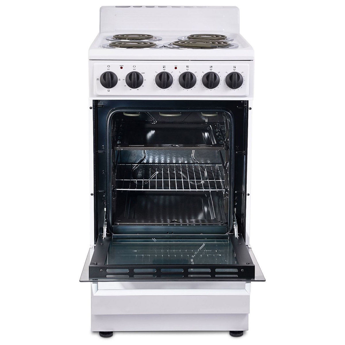 Premium Levella 20" White Freestanding Electric Stove With 4 Burners