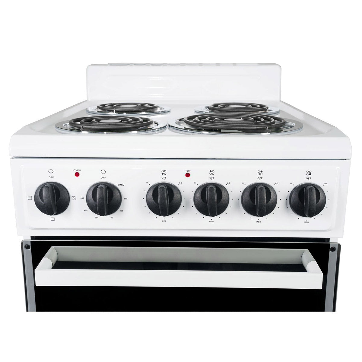 Premium Levella 20" White Freestanding Electric Stove With 4 Burners