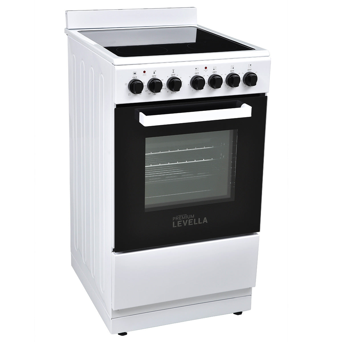 Premium Levella 20" White Freestanding Electric Stove With 4 Burners and Vitroceramic Cooktop