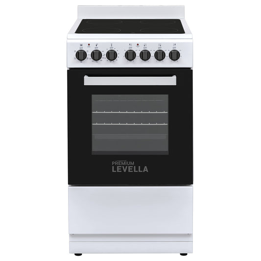 Premium Levella 20" White Freestanding Electric Stove With 4 Burners and Vitroceramic Cooktop