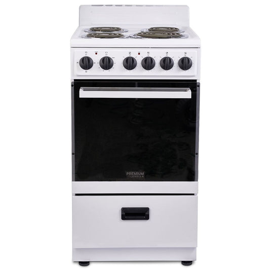 Premium Levella 20" White Freestanding Electric Stove With 4 Burners