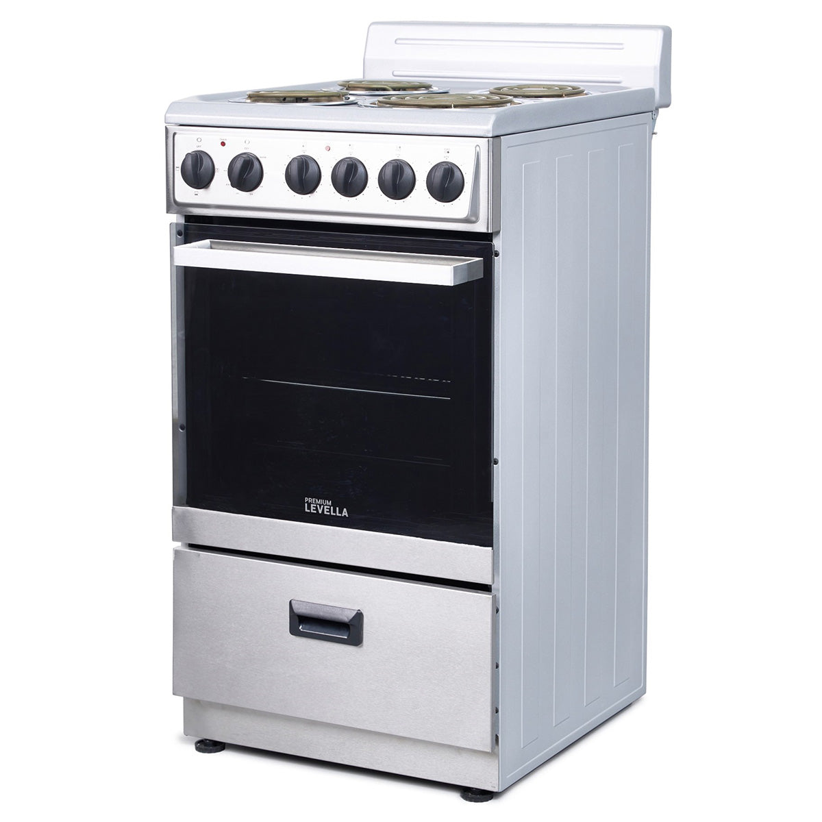 Premium Levella 20" White Freestanding Electric Stove With 4 Spiral Hot Plate