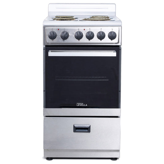 Premium Levella 20" White Freestanding Electric Stove With 4 Spiral Hot Plate