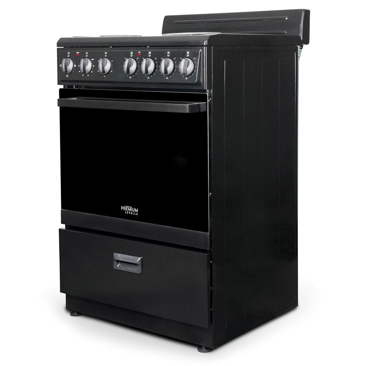 Premium Levella 24" Black Freestanding Electric Stove With 4 Spiral Hot Plate