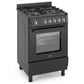 Premium Levella 24" Black Gas Range With 4 SABAF Burners, 2 Grids, 1 Trivet Grill, and 1 Baking Tray