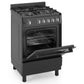 Premium Levella 24" Black Gas Range With 4 SABAF Burners, 2 Grids, 1 Trivet Grill, and 1 Baking Tray