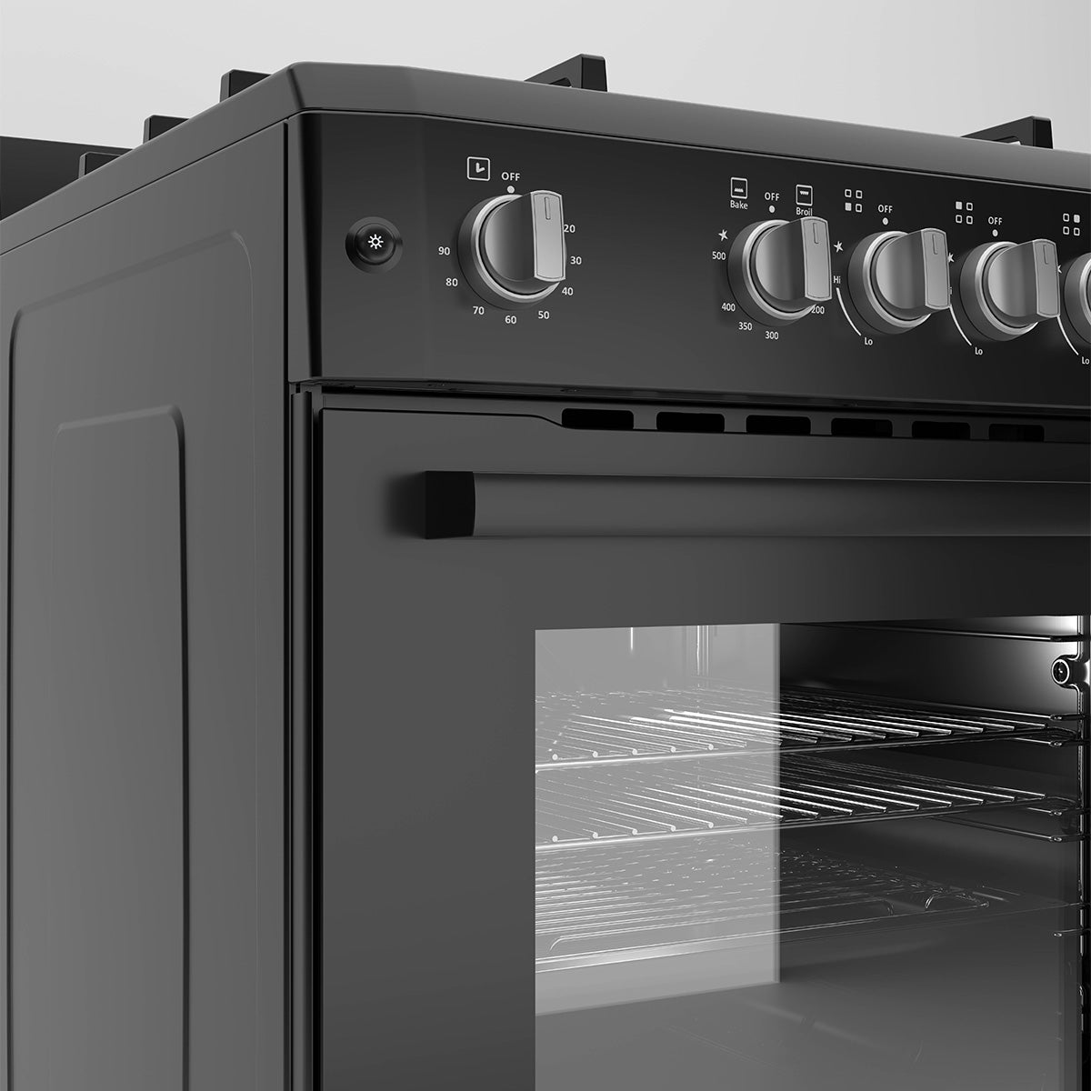 Premium Levella 24" Black Gas Range With 4 SABAF Burners, 2 Grids, 1 Trivet Grill, and 1 Baking Tray