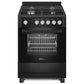 Premium Levella 24" Black Gas Range With 4 SABAF Burners, 2 Grids, 1 Trivet Grill, and 1 Baking Tray