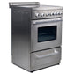 Premium Levella 24" Brushed Silver Freestanding Electric Stove With 4 Burners, 1 Bake Tray, 1 Bake Wire, and 1 Removable Crumb Tray
