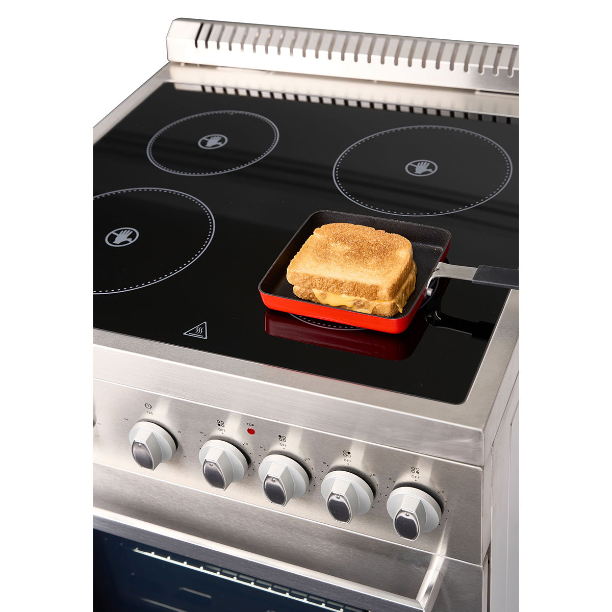 Premium Levella 24" Brushed Silver Freestanding Electric Stove With 4 Burners, 1 Bake Tray, 1 Bake Wire, and 1 Removable Crumb Tray