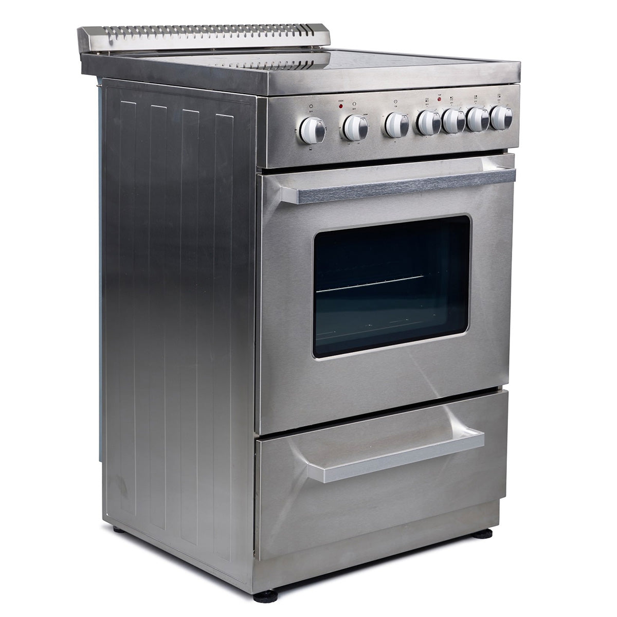Premium Levella 24" Brushed Silver Freestanding Electric Stove With Air Fry Function