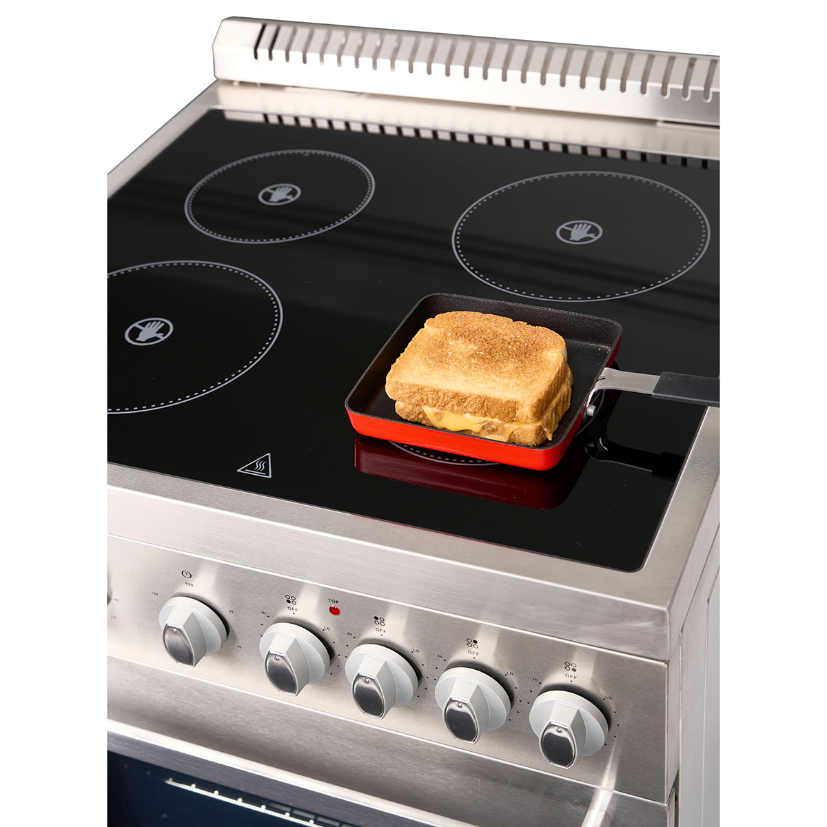 Premium Levella 24" Brushed Silver Freestanding Electric Stove With Air Fry Function