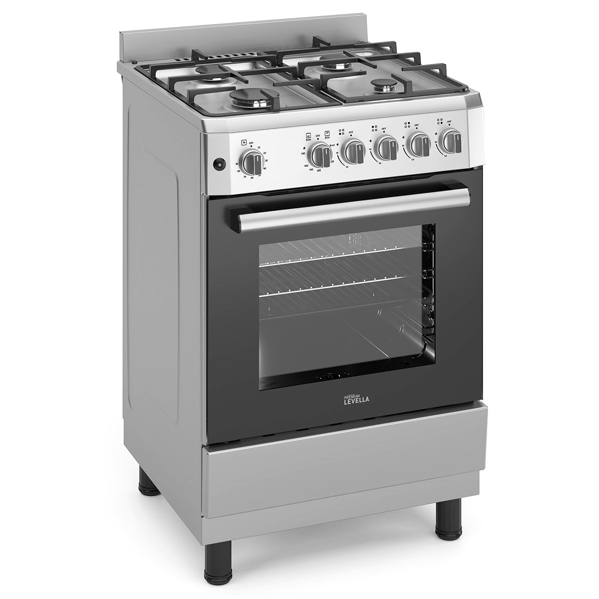 Premium Levella 24" Stainless Gas Range With 4 SABAF Burners, 2 Grids, 1 Trivet Grill, and 1 Baking Tray