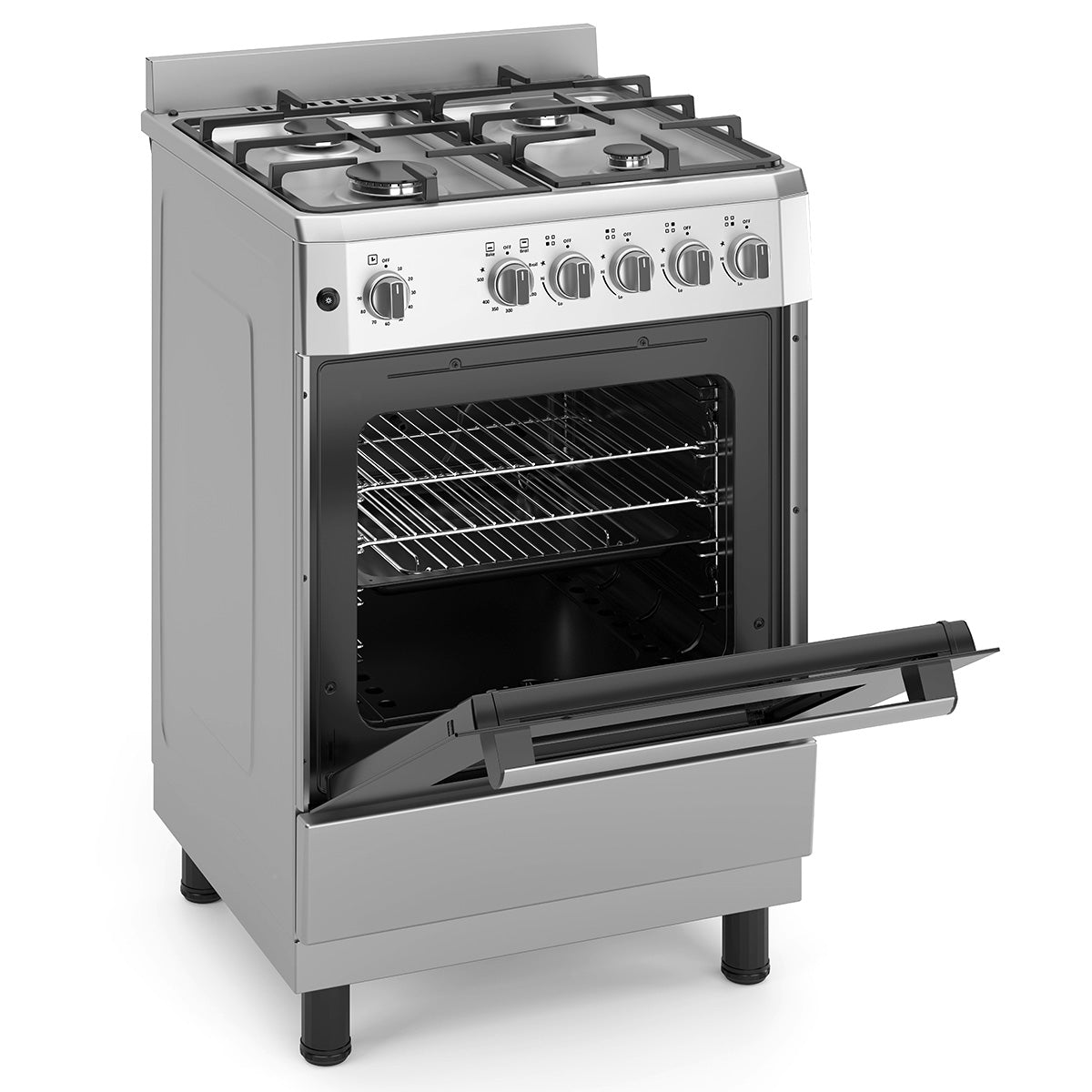 Premium Levella 24" Stainless Gas Range With 4 SABAF Burners, 2 Grids, 1 Trivet Grill, and 1 Baking Tray